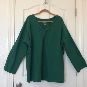 All American Comfort Woman’s 3X Green Long Sleeve Blouse